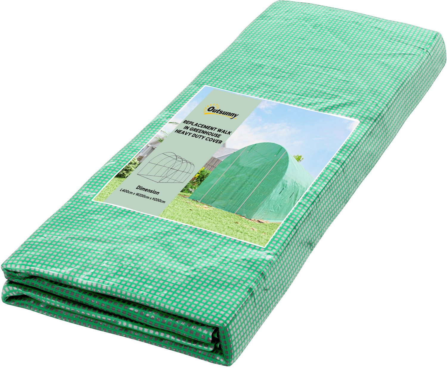 Sunona Vervangende folie voor tunnelkas - Met 8 ramen en roldeur - 400 x 200 x 200 cm - Groen
