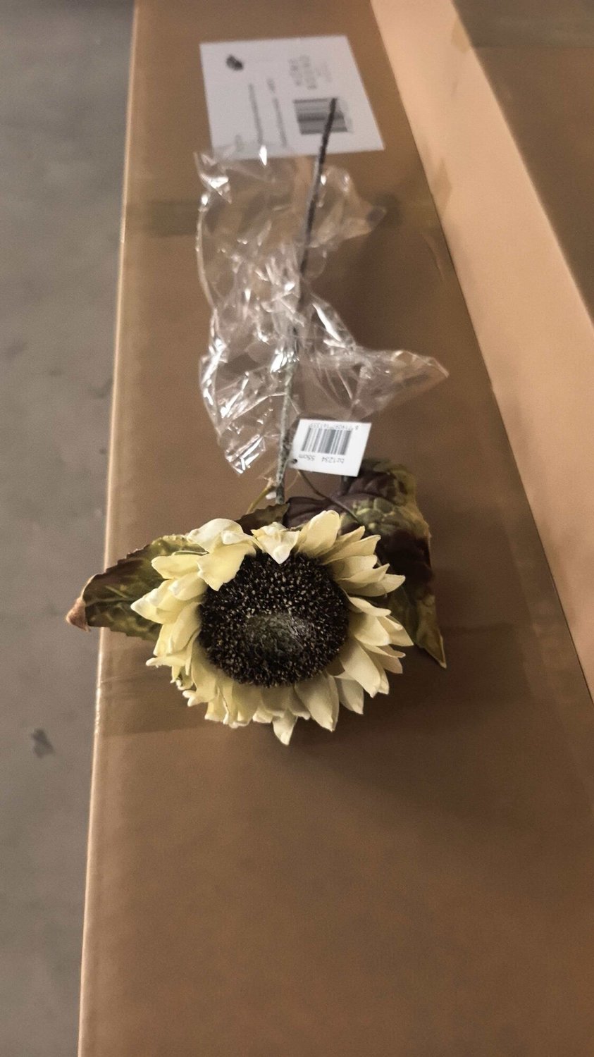 Kunstbloem gedroogde zonnebloem 55cm creme
