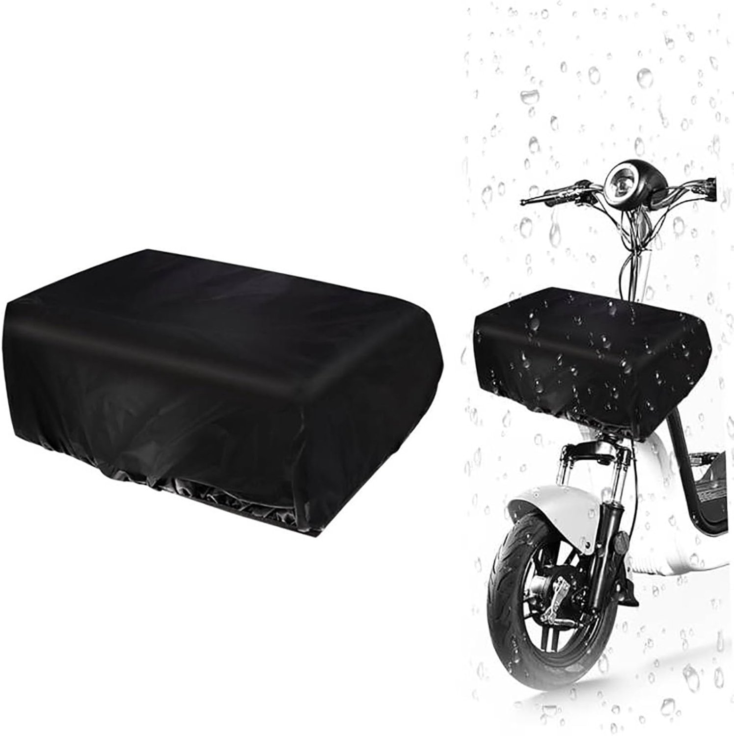Famanu - Dubbelzijdige regenbescherming voor fietsmand - Bescherming tegen regen en vocht - Waterdicht polyester - Zwart 1 stuk