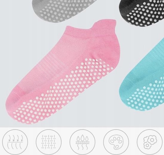 Antislip Sokken Set - 4 Paar Korte Sport Sokken voor Yoga — afbeelding 3