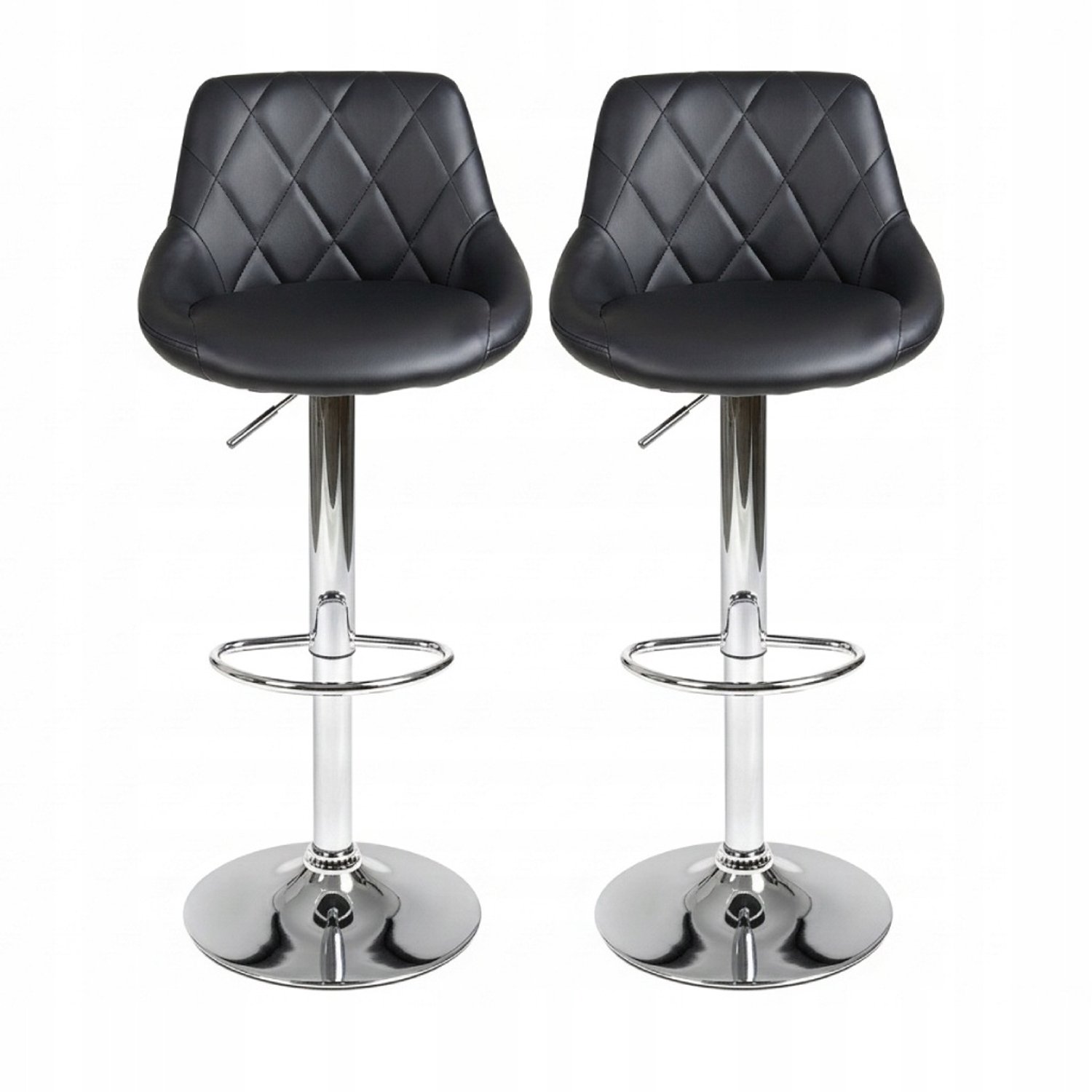 Set van 2 Moderne Barkrukken, Verstelbaar, Chroom Zwart