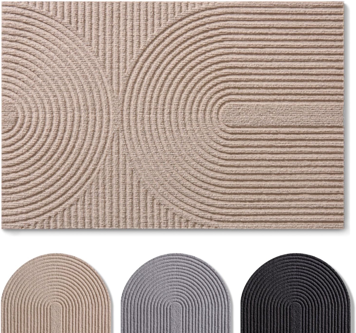 Famanu - Voetmat 40x60 cm - Houdt vuil buiten - Duurzaam polyester - Beige 1 stuk