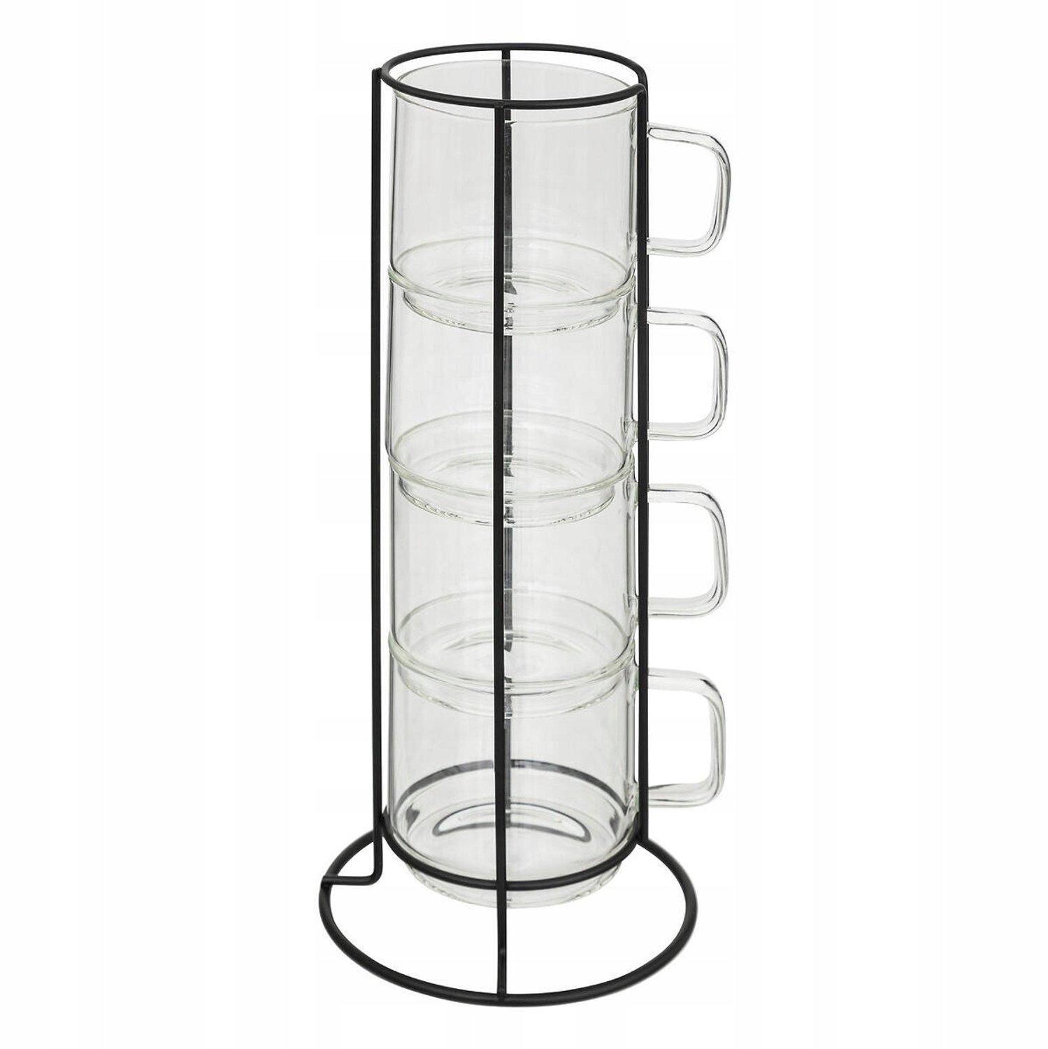 Glazen Koffiekopjes Set met Standaard - 4 stuks, 300 ml