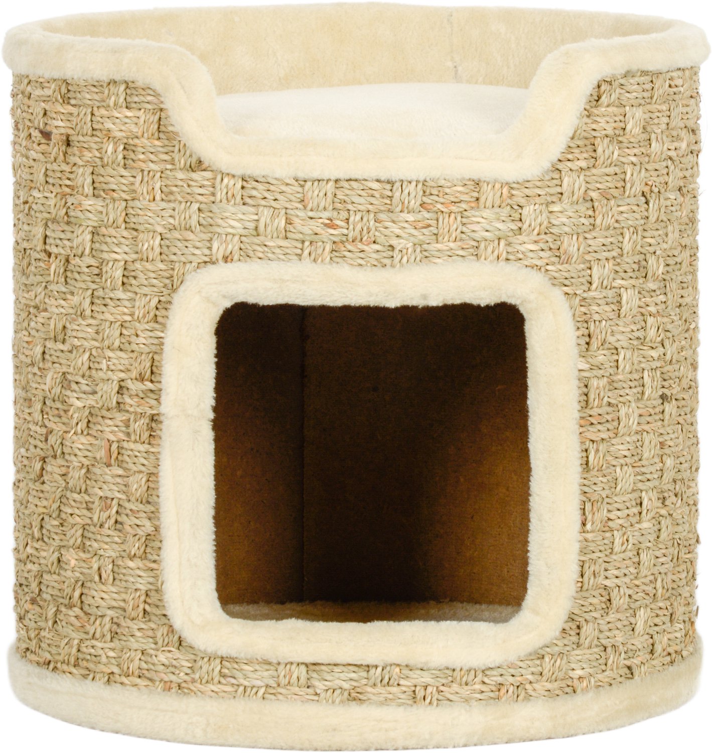 Pawona Krabton - Met pluche en zeegras - Ø38 x 37 cm - Khaki/Beige