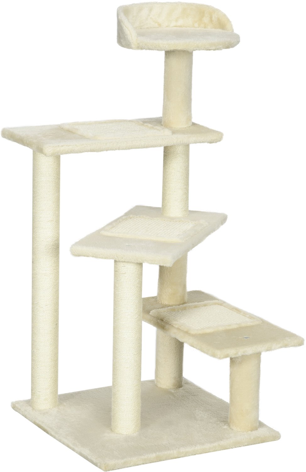 Pawona Krabpaal met 4 platforms - Met sisal en pluche - 50 x 50 x 100 cm - Beige