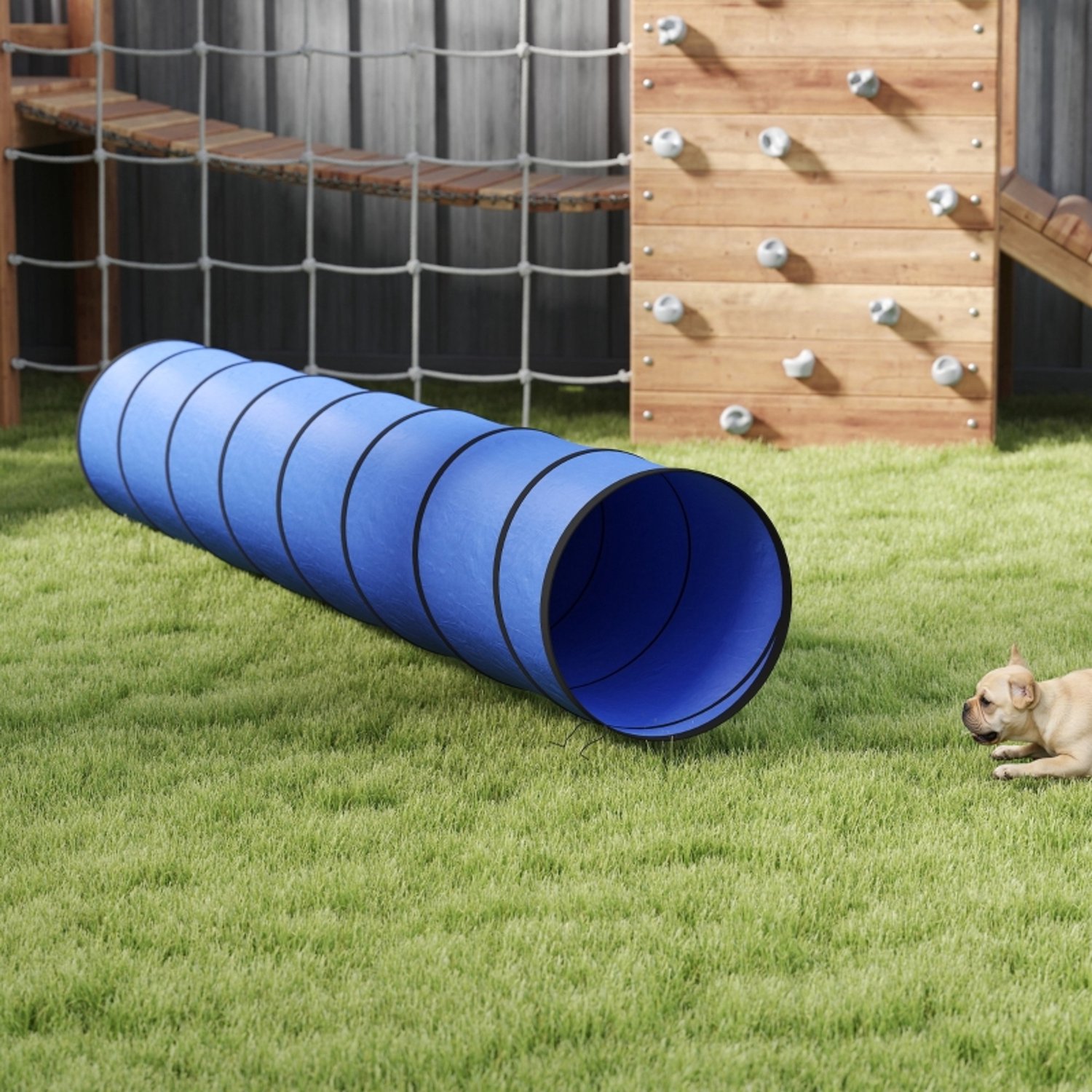 WUVRIE - Agilitytunnel voor honden 300x50x50 cm - Pop-up met 4 bodemankers en draagtas - Blauw