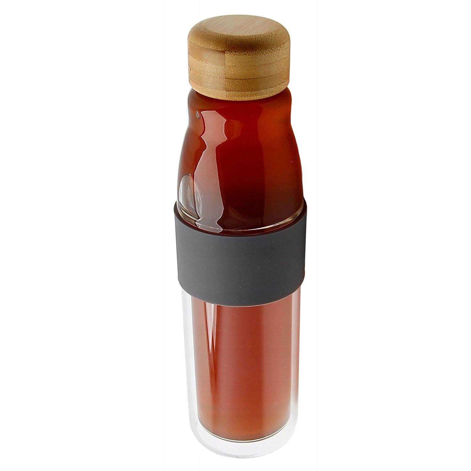 Merkloze Thermosfles van Glas met Bamboe Deksel - 450 ml