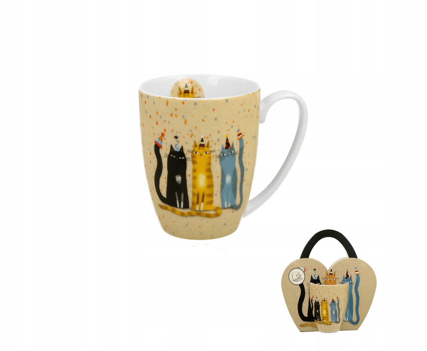 Koffiekop 'Kattenwereld PARTY' - New Bone China Porselein
