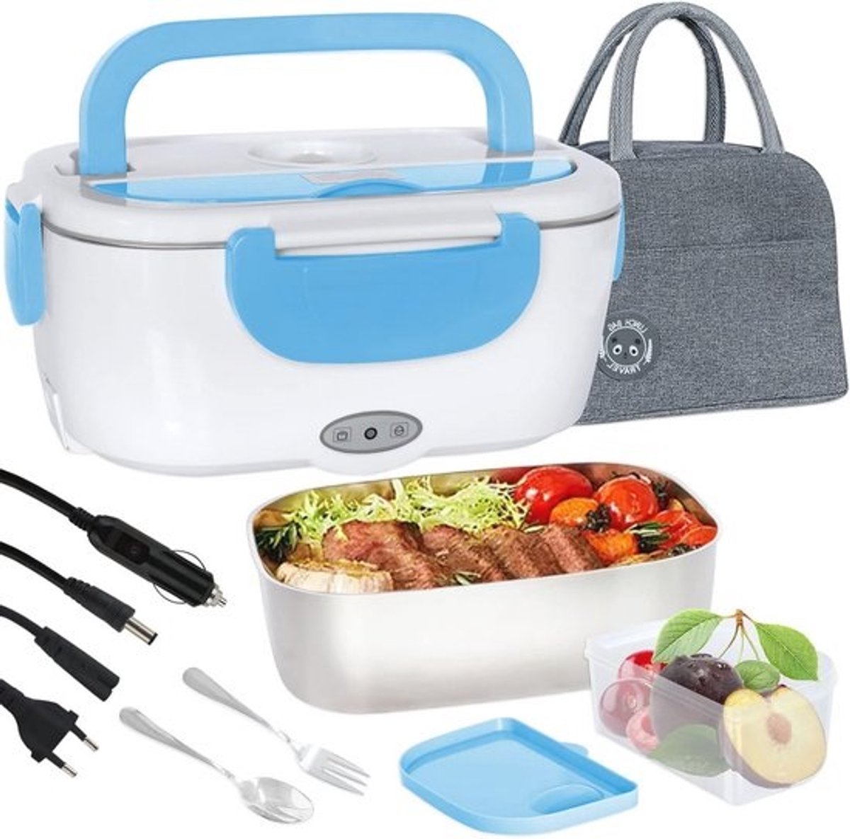 Elektrische Lunchbox 1,5L - Voedselverwarmer voor Huis en Auto - Draagbare Broodtrommel van Roestvrij Staal