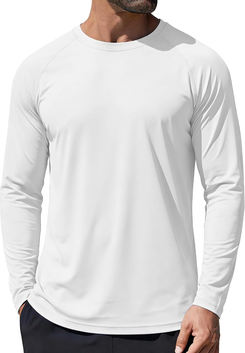 Heren UV-bescherming shirt met lange mouwen UPF 50+ zonwering functioneel shirt ademend sneldrogend Rash Guard voor outdoor sport