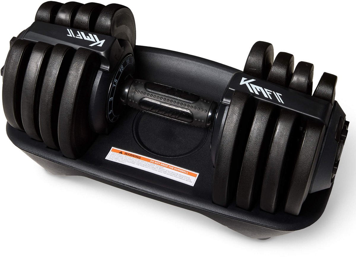 KM-Fit Verstelbare Dumbbell 1,5-18kg,12 Niveaus,Krachttraining,Fitness met Basis