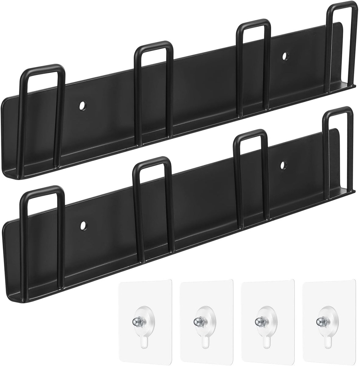 Mokkenhouder - Zwart - 30 cm - Metalen Bekerrek met 4 Haken - Wandmontage voor Keuken en Eetkamer