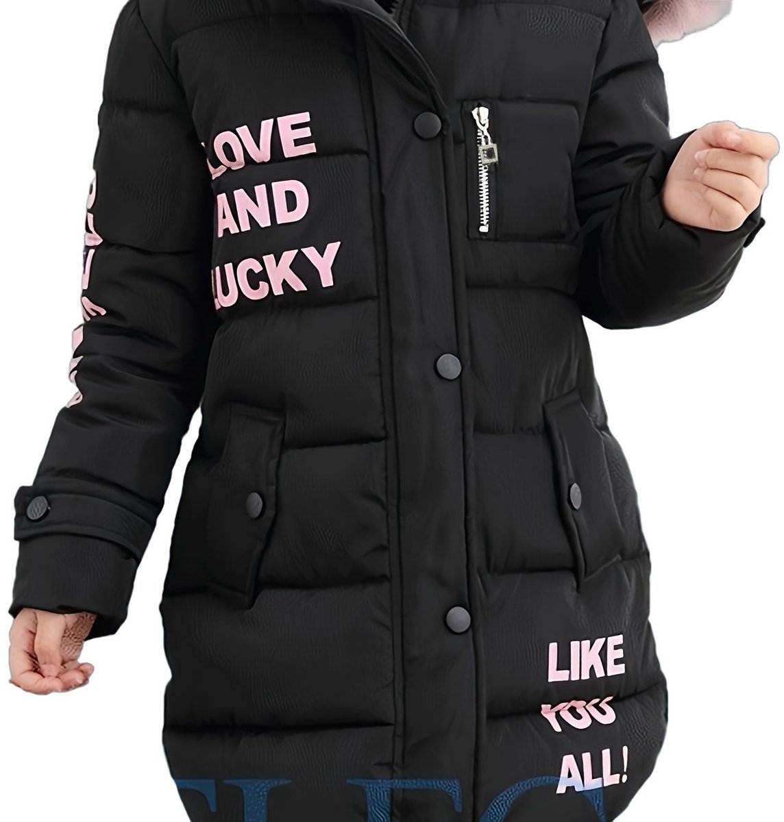 Currero Winterjas Parka Meisjes Lange Jas Meisje Wintermantel Overjas Gewatteerd Waterdicht Winter Stijlvol Mantel Kinderen 13-14 Jaar Zwart