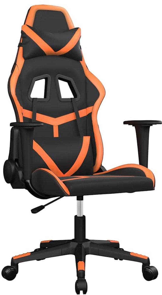 vidaXL Gamestoel - kunstleer - zwart - en - oranje zwart en oranje