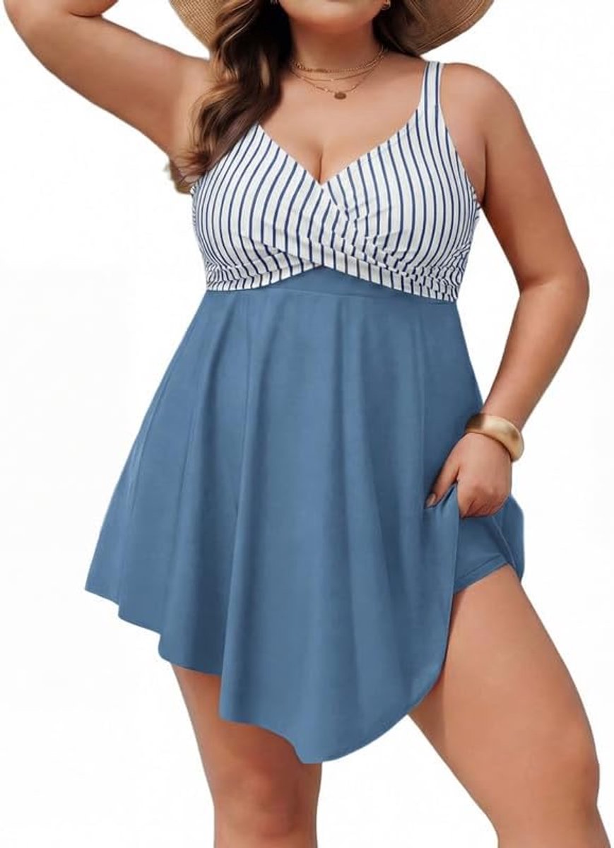 Badpakken uit één stuk voor dames, plus size, push-up badpak, buikcontrole, zwemkleding, gekruiste monokini's zwemjurk, split badpakken met zwemshort