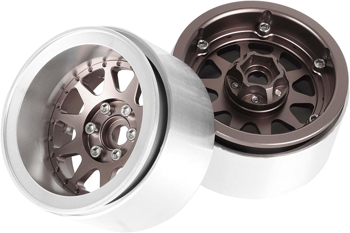 Negatieve inpersdiepte, 10 mm aluminium velgen, 2,2 beadlock-velgen voor SCX10 RR10 TRX4 VS4-10 Gen8 1/10 RC Crawler Car (B, brons)