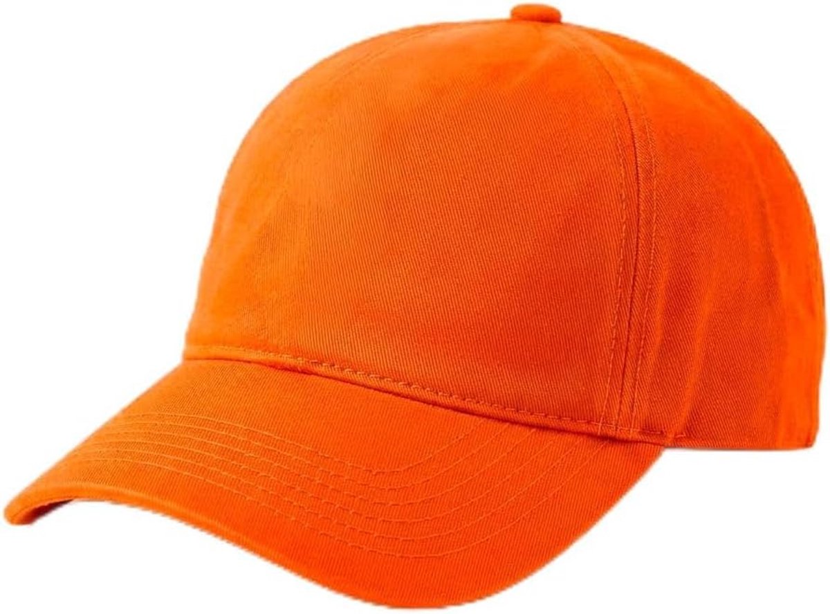 Pet voor heren en dames, 100% katoen, pet met vizier, baseball, verstelbaar, zomer, sport, 5 panelen (oranje)