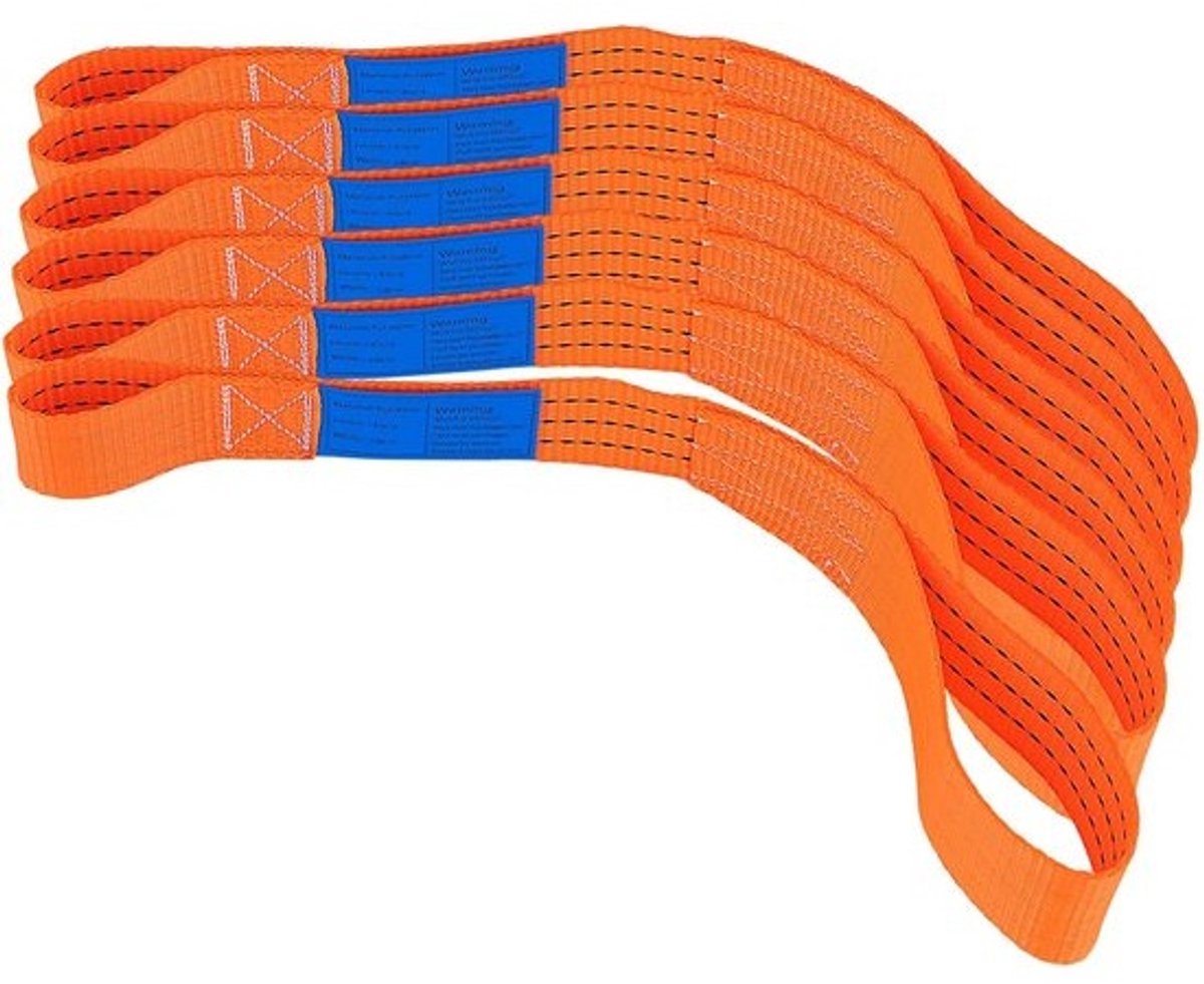Sjorlussen & Spanbanden Set - 2000 kg Draagvermogen - Voor Ladingzekering Auto Motor Camping Transport - 6 Stuks 450 x 38 mm