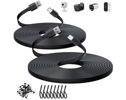 C-verlengkabel 16,4FT/5M, 2 stuks lange platte USB A naar USB C-oplaadkabel voor Blink Mini 2/Outdoor 4, TP-Link Tapo 2k C120, EZVIZ CB2/CP1 Pro, eufy Indoor Cam C210/C220, SoloCam S340