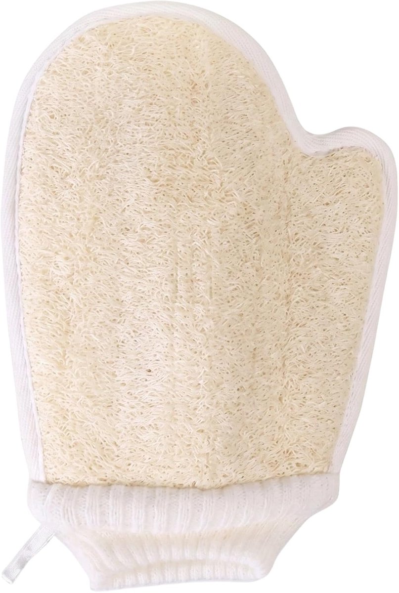 Peelinghandschoen van linnen, 23 x 17 cm, loofa-spons, alternatief voor lichaamspeeling, natuurlijke washandschoen en badspons voor douche, zachte peelingspons voor dames en heren (1 stuk)