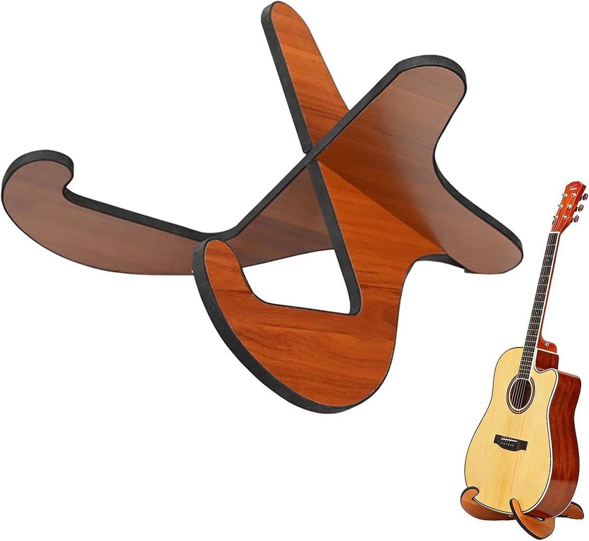 Afneembaar, met schuimrubberen randbescherming, geschikt voor ukelele, mandoline, viool, gitaar, ukelele, massief houten standaard