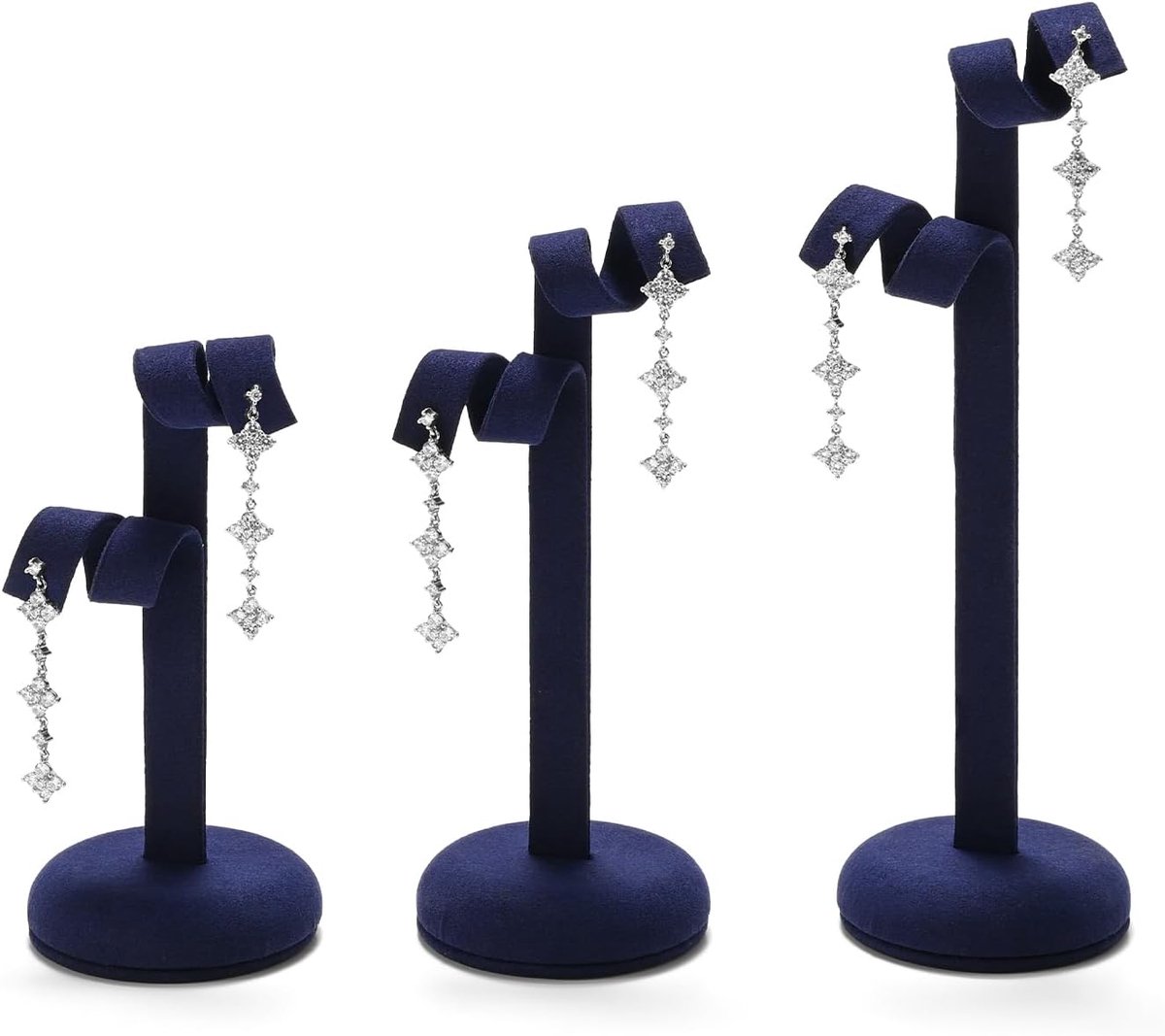 Sieradenstandaard voor oorbellen van microvezel blauw