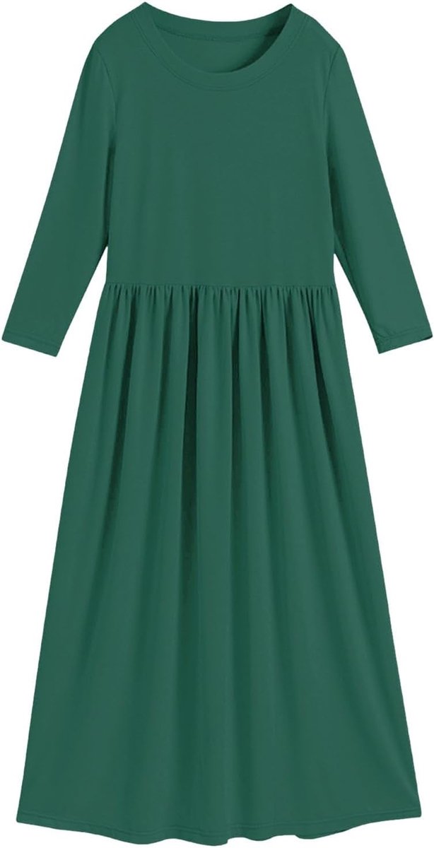 Meisjesjurk, prinses, katoen, lange mouwen, comfortabel, babyjurk, zacht, vloeiend, voor lente, zomer, doop, ronde hals, chic, zacht, A93