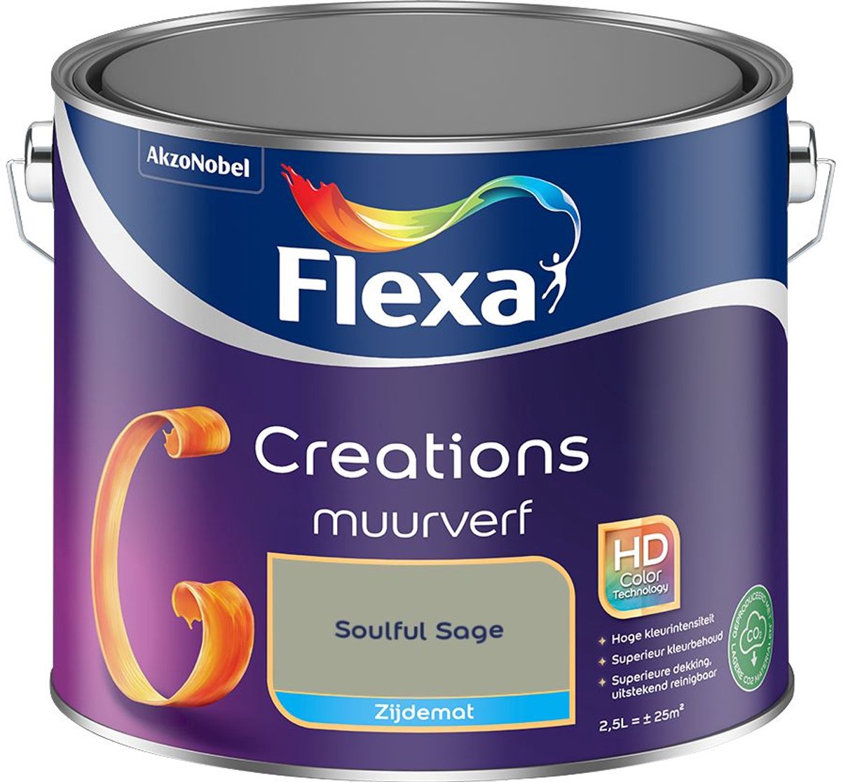 Flexa - Creations Muurverf Zijdemat - Soulful Sage - 2,5 L - Kleur Van Het Jaar 2027