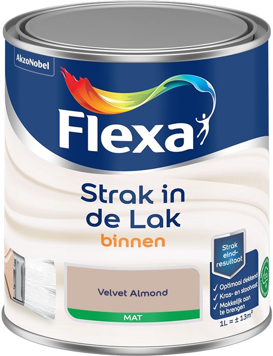 Flexa - Strak In De Lak Binnenlak Mat - Velvet Almond - 1 L - Kleur Van Het Jaar 2027