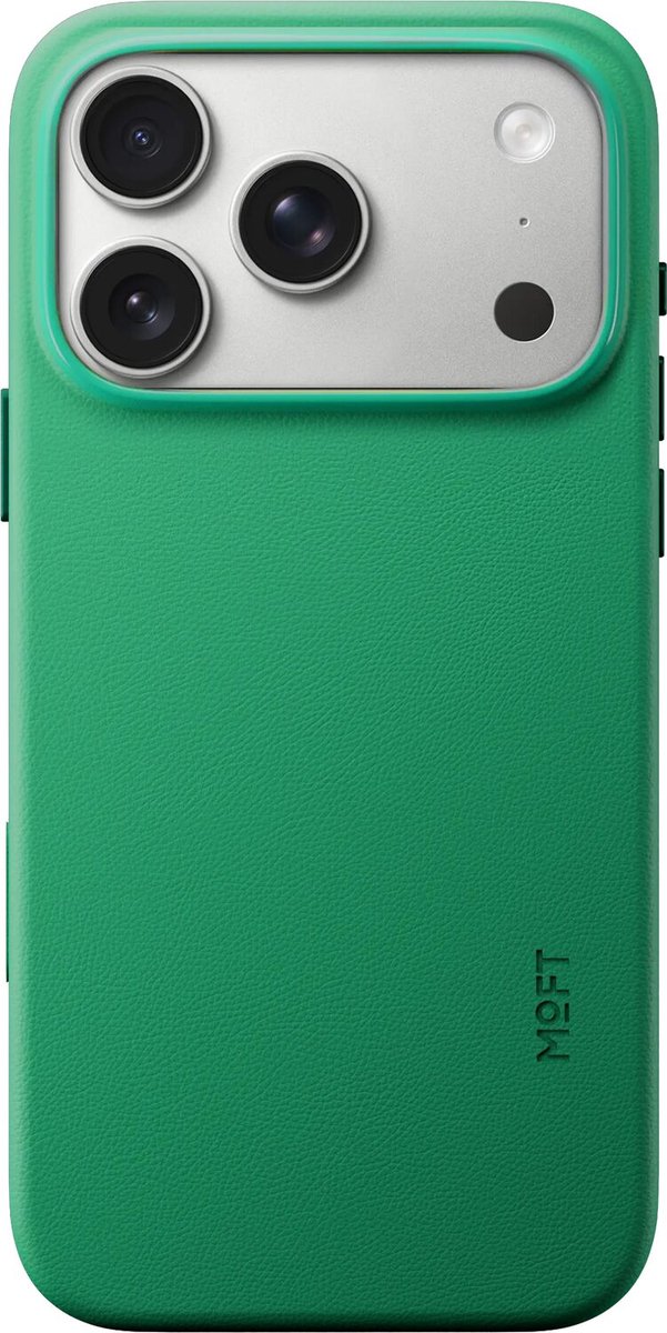 MOFT Hoesje Geschikt voor iPhone 18 Pro - MOVAS Snap Back Cover - Compatibel met MagSafe - Vegan Leer Case - Beschermhoes Dun - Duurzaam - Groen
