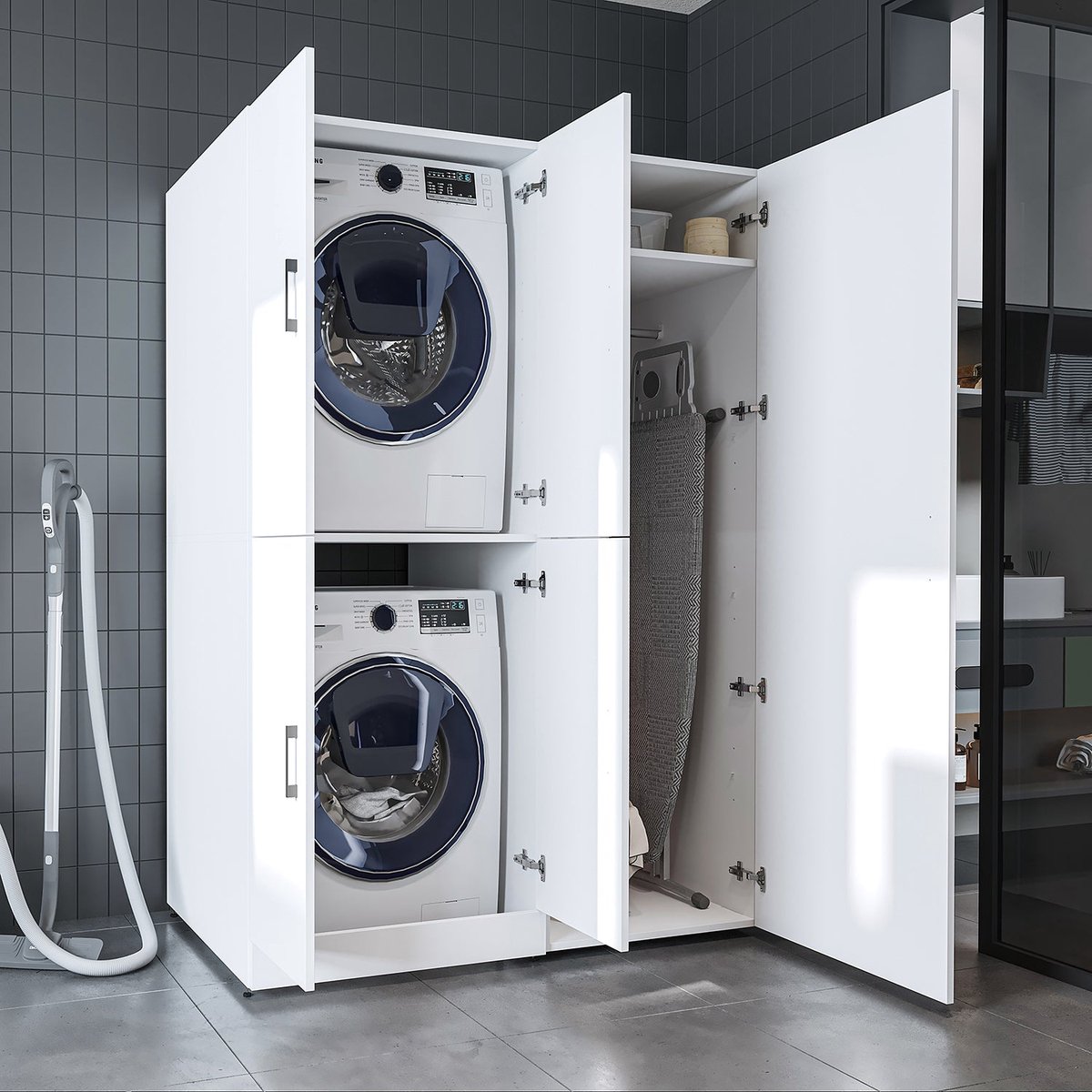 Roomart DORA-II Wasmachine Ombouwkast 130x186 cm - Wit