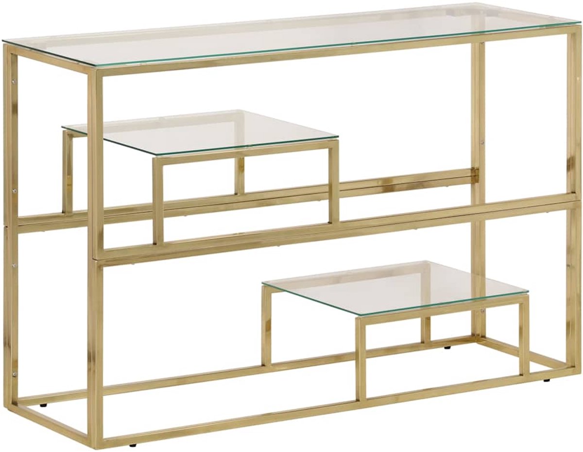 vidaXL Wandtafel - roestvrijstaal - en - gehard - glas - goudkleurig