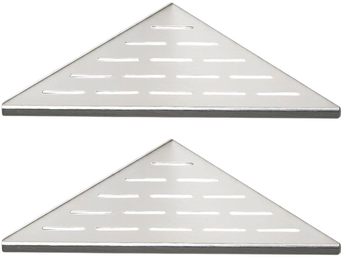 SSTRWGOOD 2 Stuks Doucheservies - Hoekplanken voor Douche - RVS 304 Inbouwplanken - Snel Afwaterend en Duurzaam - Geschikt voor Betegelde Badkamermuren - RVS - 25x36cm