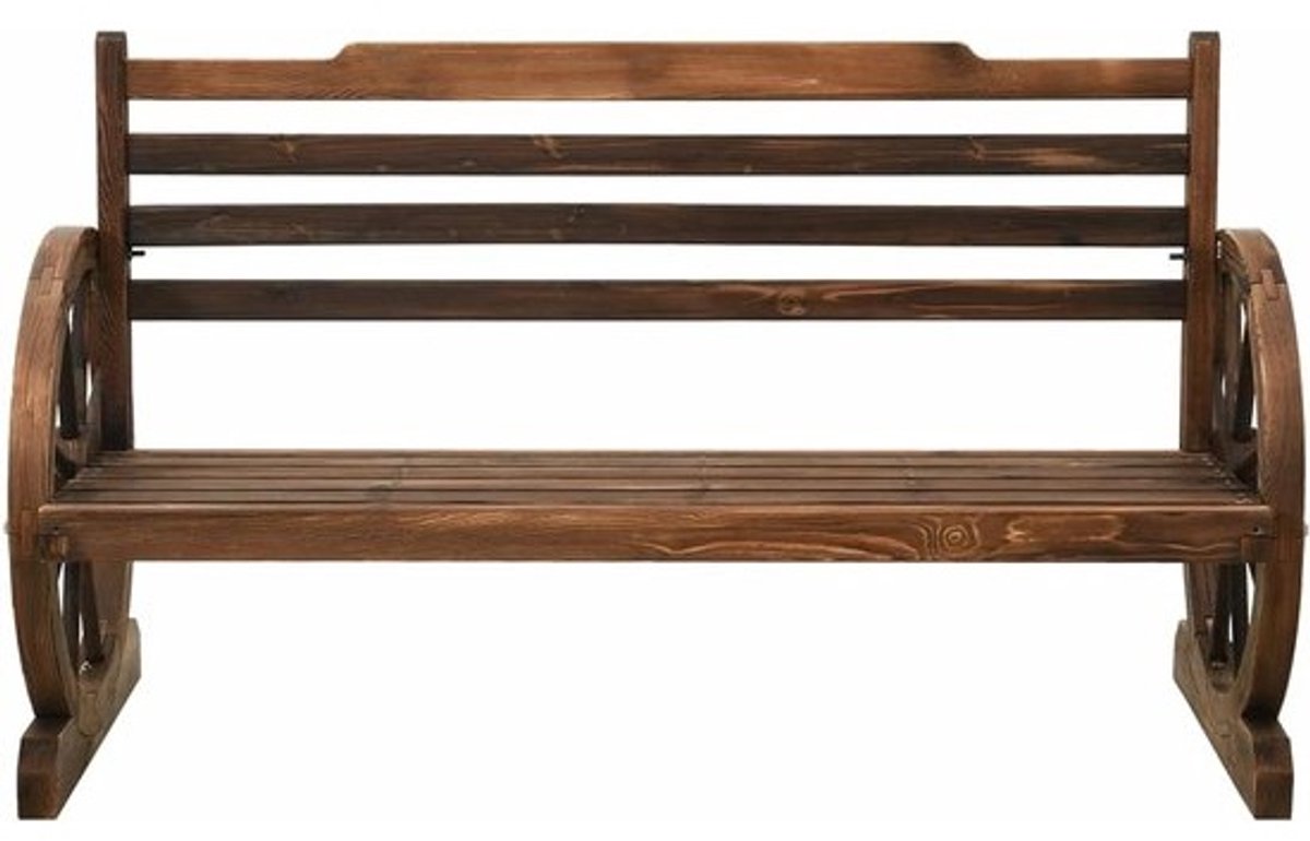 Houten Tuinbank - Zitbank Buiten - Ontspannen in Tuin - Uniek Wiel Design - 112 cm Breed - Houtkleur
