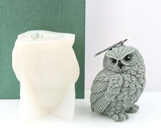 3D siliconen vorm van uil, kaarsvorm, uil, cake, fondant, bakvorm voor taartdecoratie, chocolade, zeep, sojawas, kaarsen, handwerk — afbeelding 4