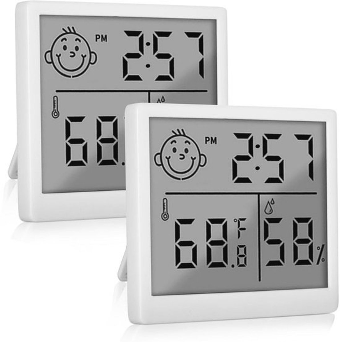 Digitale Thermometer en Hygrometer voor Binnen - Met Klok en Smiley-Indicatortechnologie