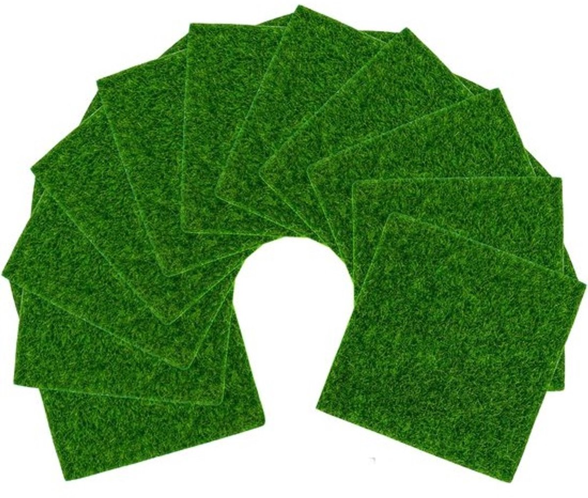 Set van 10 Kunstgras Matten voor Tuin en Miniatuur Decoratie 15x15 cm
