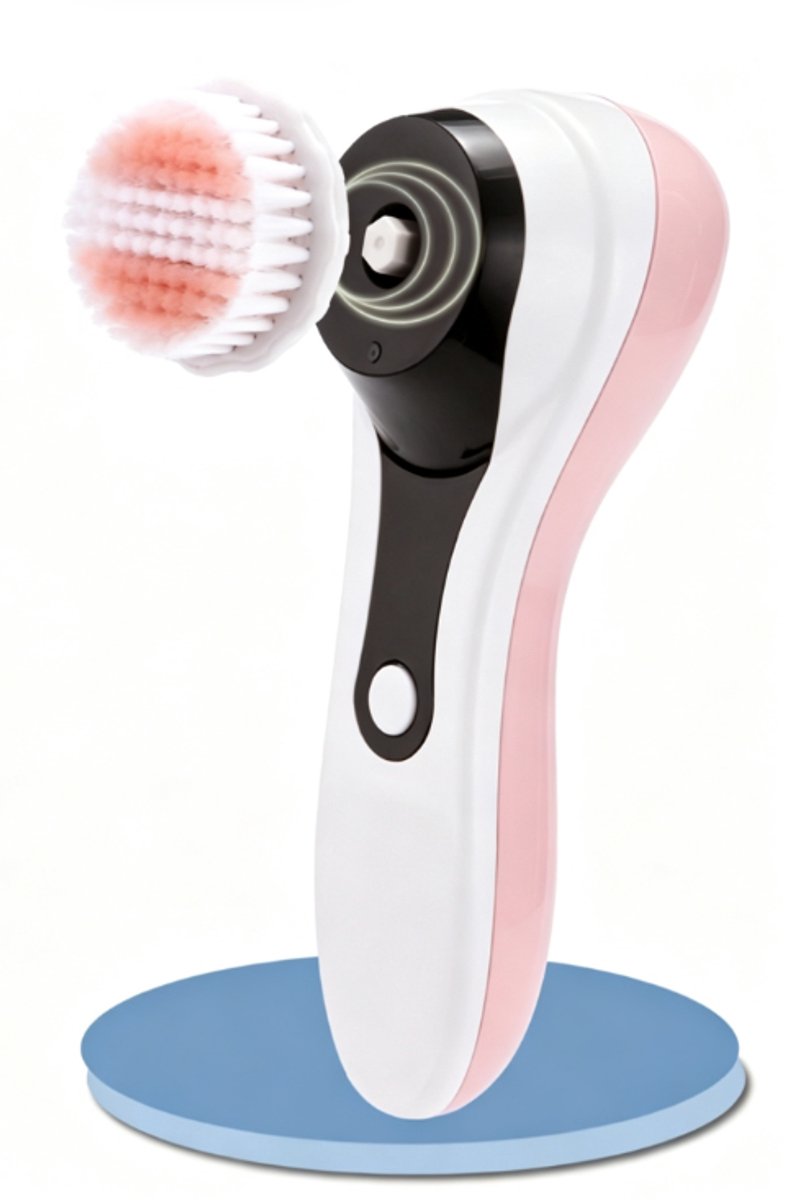 Siliconen Elektrische Gezichtsreiniger, Waterdichte Roterende Cleanser, Zachte Exfoliator voor Diepe Geichtsreiniging & Huidverzorging（roze）