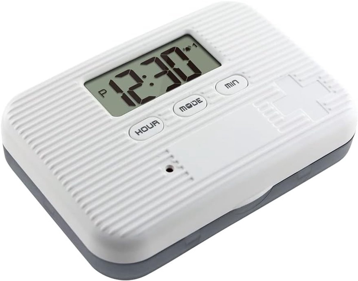 Slimme Pillen Dispenser met Alarm - Elektronische Organizer met LCD Scherm, 6 Compartimenten en Digitale Herinnering voor Medicijnen, Draagbare Mini Pillendoos voor Buitengebruik
