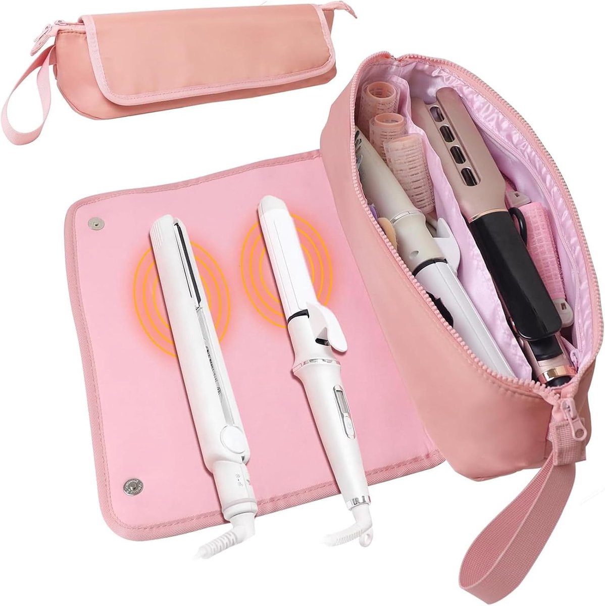 Haarborstel en warmteclips Organizer Tas voor op reis Doek Hittebestendige mat voor stijltangen Hete kam voor pruiken
