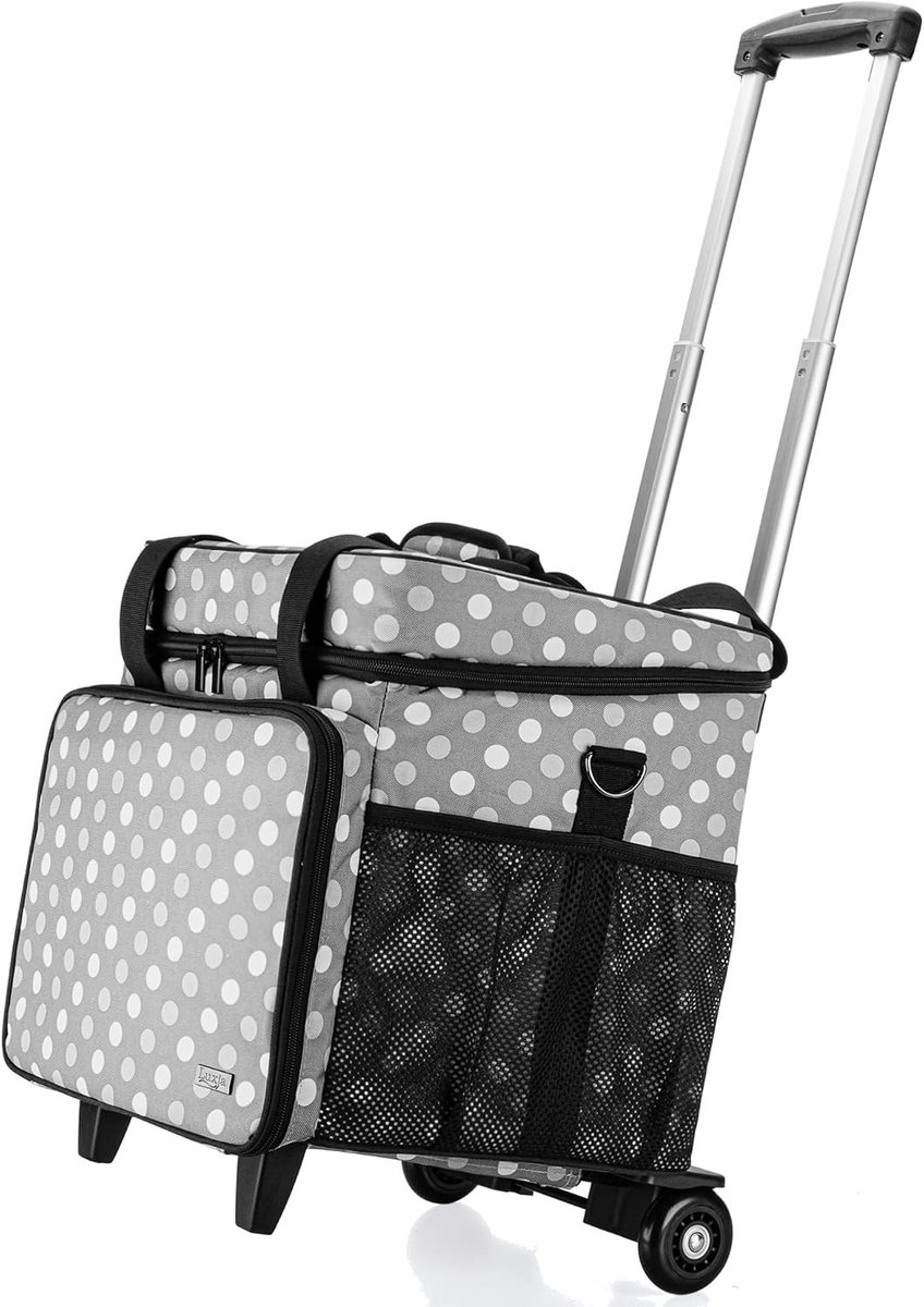 Laptoptas met wieltjes - Grijze Stippen - 33 x 32 x 34,3 cm - Polyester Rollende Tas met Afneembare Kar - Voor Leraren
