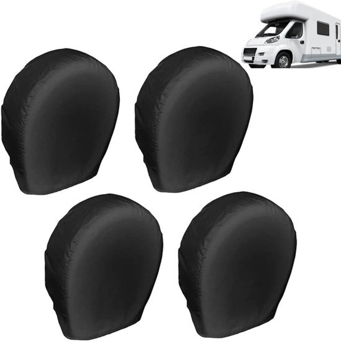 4 Stuks Zwarte Universele Bandhoezen Waterdicht voor Auto, Camper en Trailer