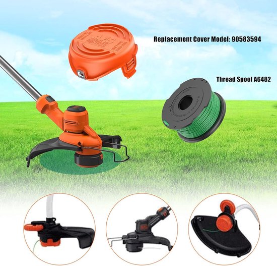 Spoelen met 90583594 Deksel, 2mm/0,08" 6,1m Spoellijnen Compatibel met de Black and Decker A6486 GL9035, GL8033, GL7033 (4 Spoelen + 1 Deksel) — afbeelding 4