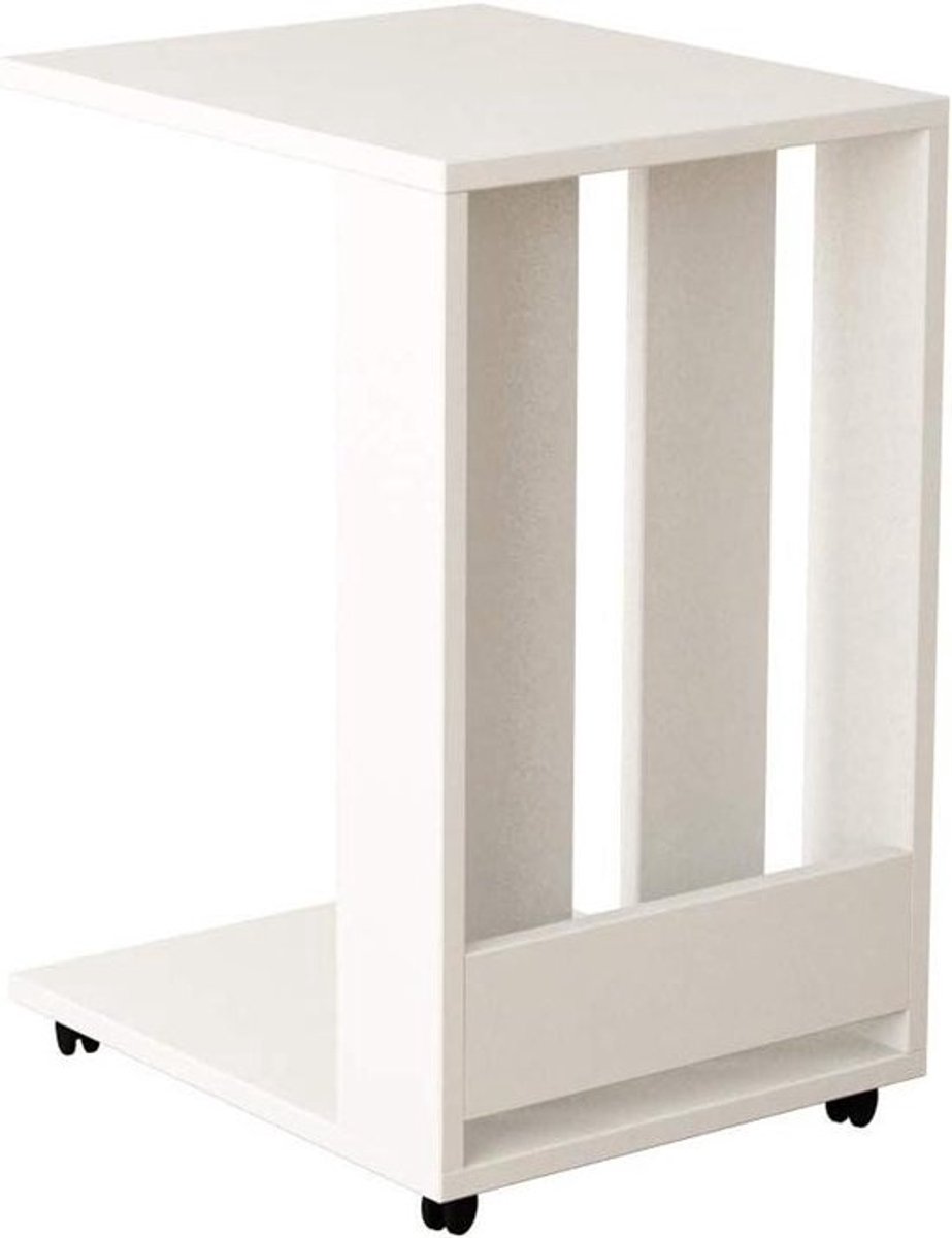 Tafel voor Woonkamer - Koffietafel Bijzettafel - Opslag en Decoratie - Milieuvriendelijk Hout - 60x37x45cm - Wit