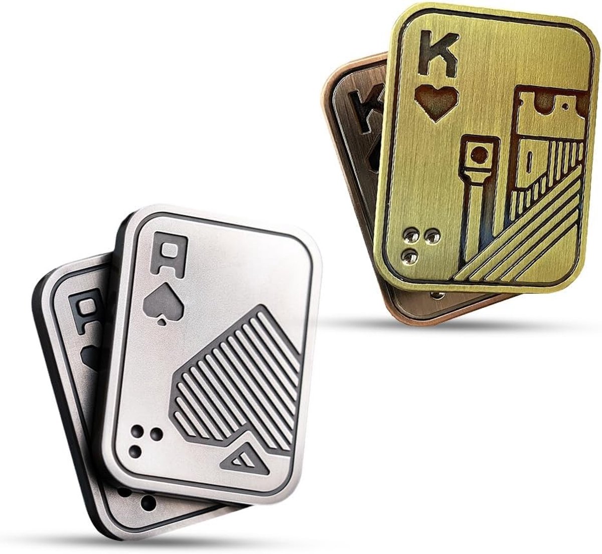 Fidget Slider Set van 2, Metalen Poker Fidget Toys voor Stressverlichting, ADHD en Angst, Perfect voor Volwassenen