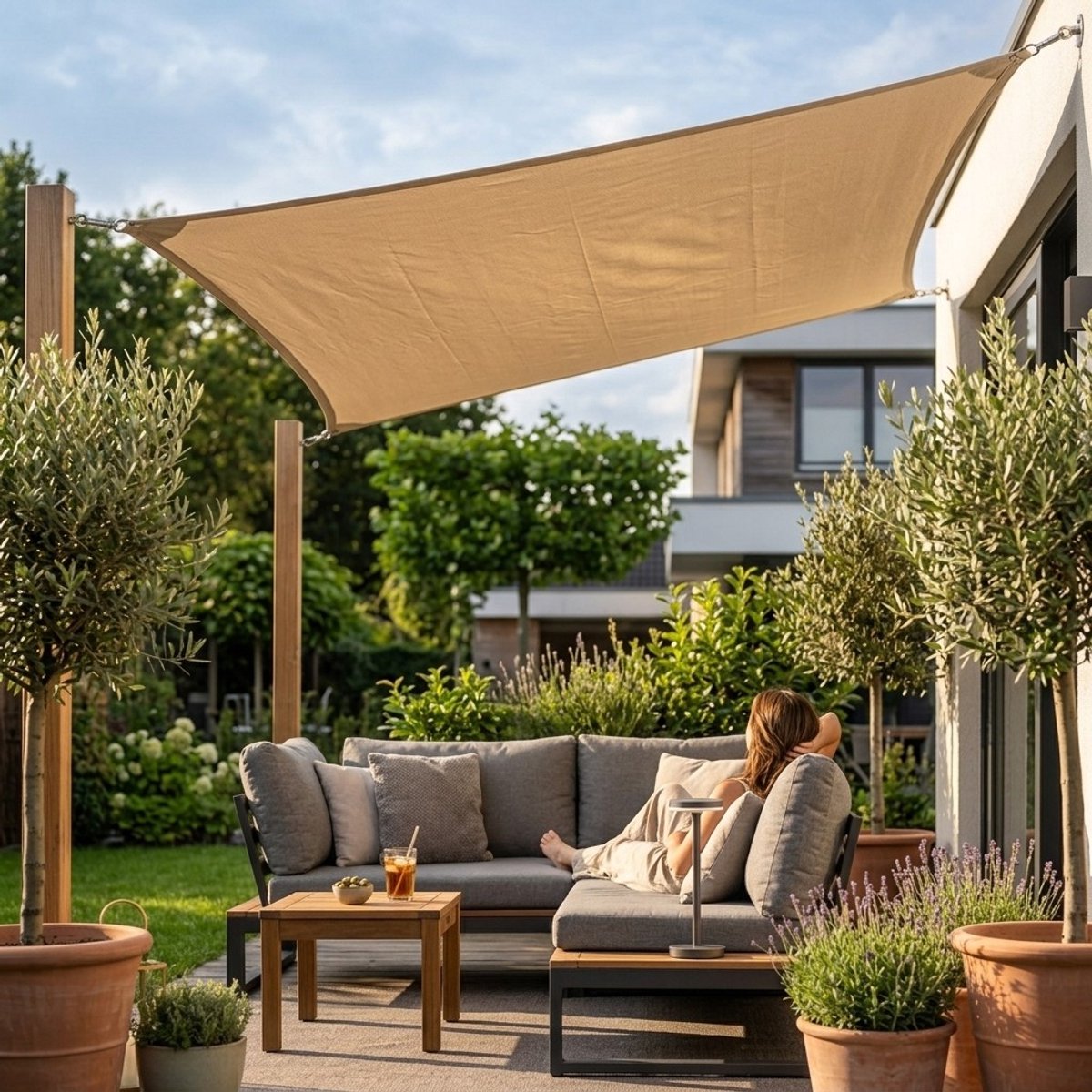 TuinChamp Schaduwdoek polyester beige 3x4m - Waterdicht - Rechthoek - Zonnescherm balkon - Zonnescherm doek - Tuin zonnescherm