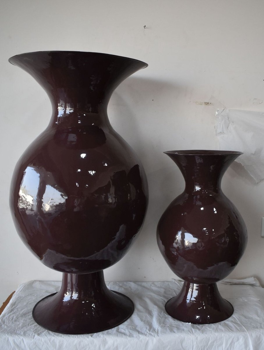 Metalen vaas Shiro L glossy brown