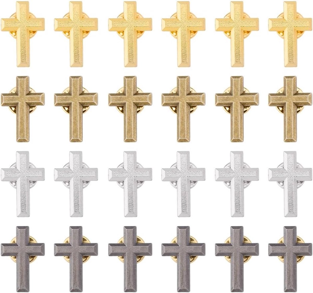 24 stuks kruisspelden van legering, christelijk geloof broches voor begrafenis, kerk, gebedsspeld, bulk, voor kostuumdecoraties