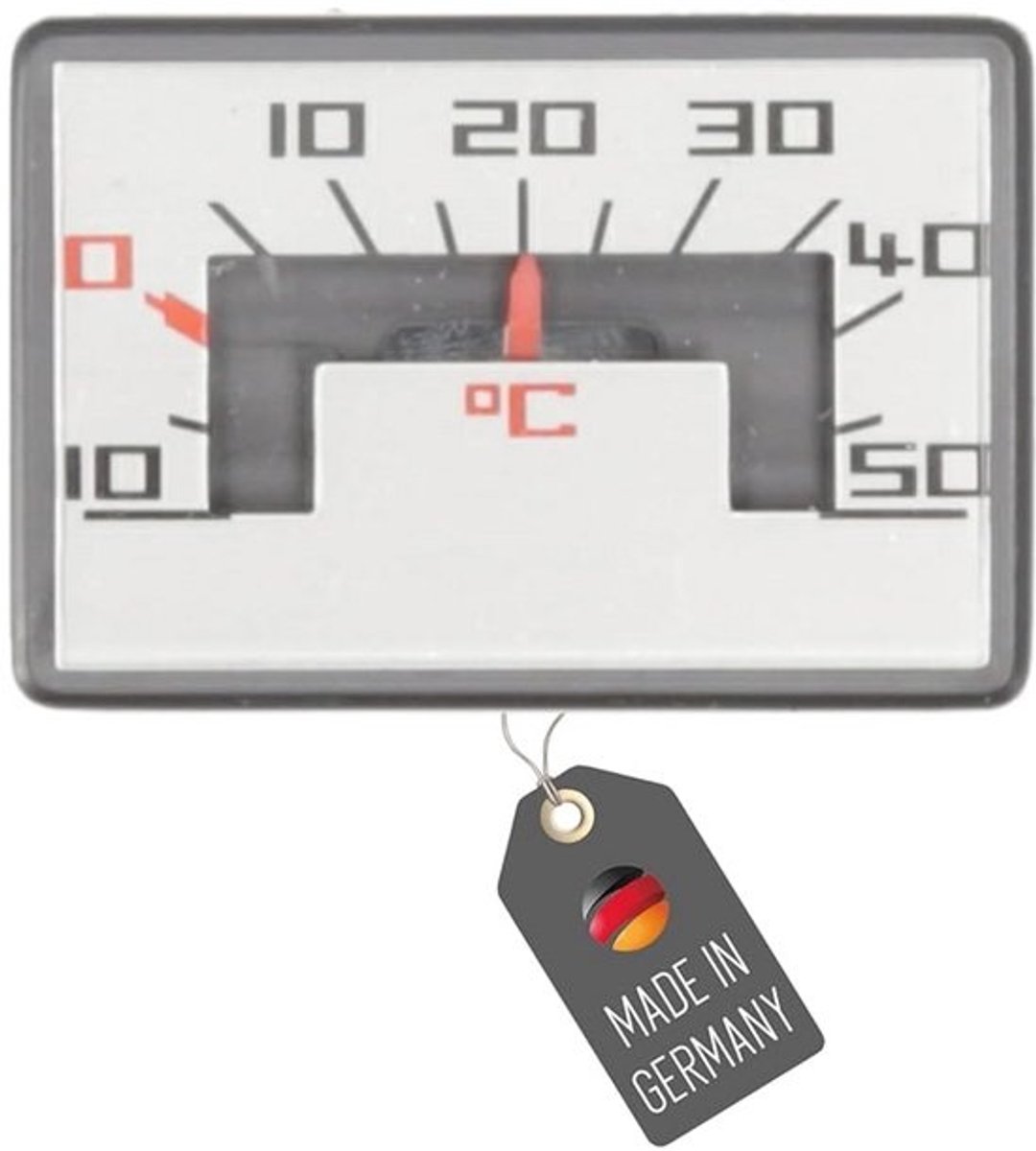 Analoge autothermometer met magneet en kleefpad - Zwart met zilveren display, Goed afleesbaar