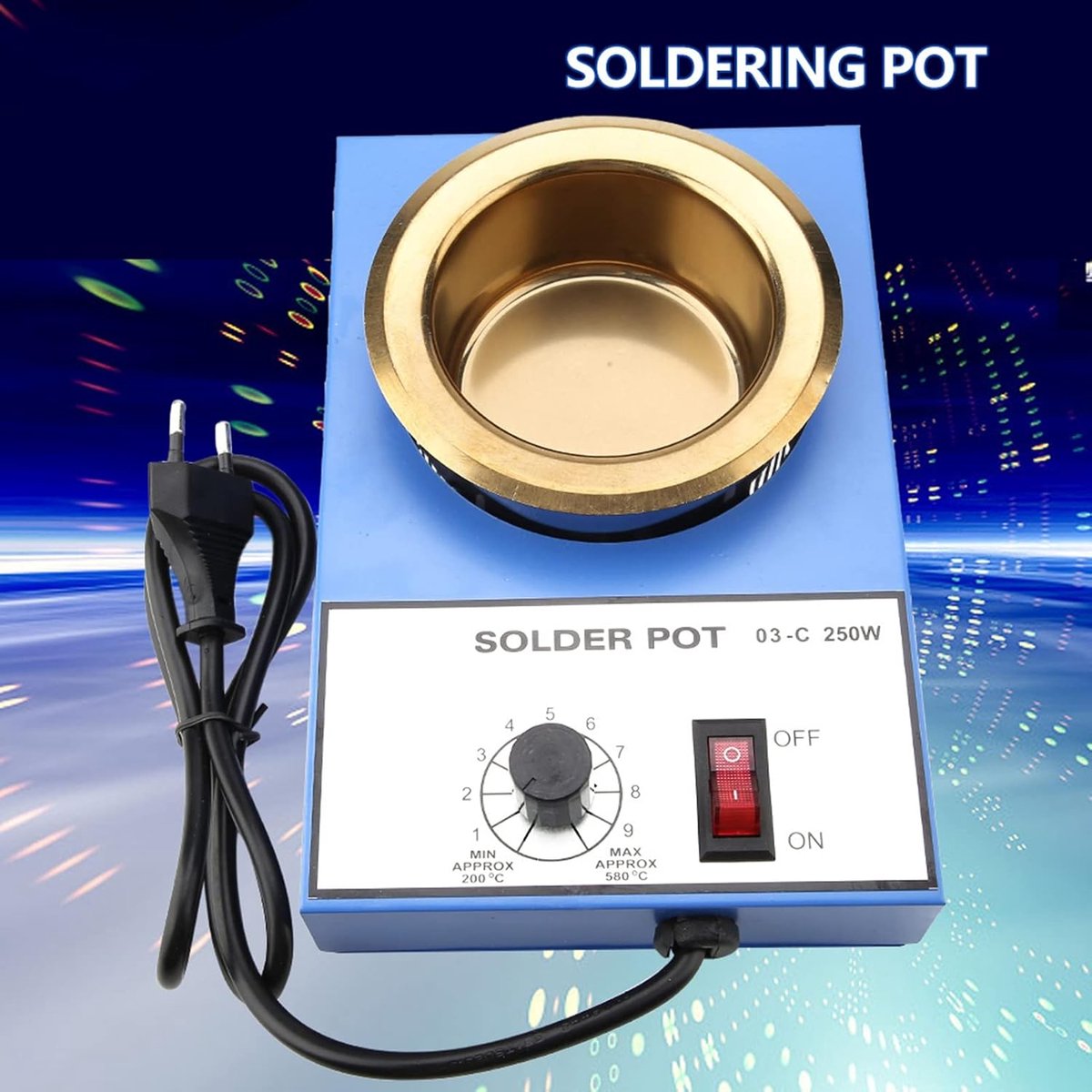 220V, 250W/300W, Desoldeerbad met Blikoven, Capaciteit 800g/1200g, Diameter 80mm/100mm, EU Stekker